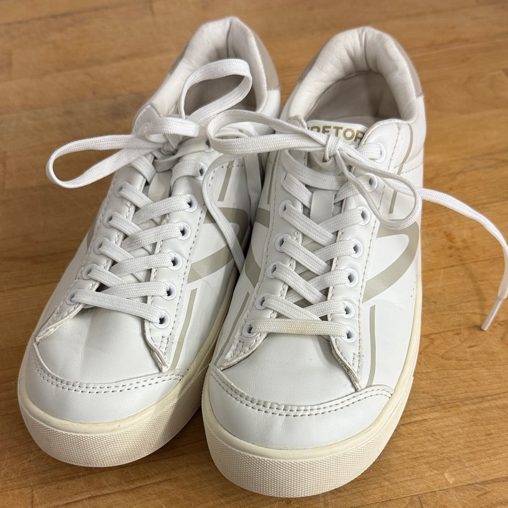 Tretorn White and Gray Leather Sneakers